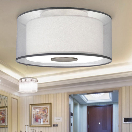 Classical White Fabric Drum Flush Mount Lamp - 4 Lights Ceiling Light Fixture 16’/19.5”/23.5’ Wide