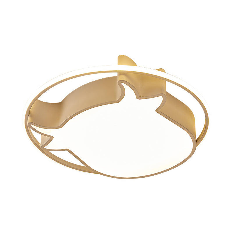 Animal - Inspired Ring Kid’s Flush Ceiling Light: Eye - Caring Ox Head Acrylic Lamp