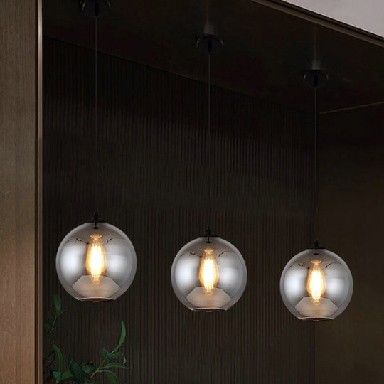 Smoke Gray Glass Mini Pendant Light - Modern Ceiling Hanging For Bar & Cafe