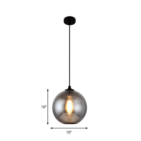 Smoke Gray Mini Pendant Light - Modern Glass Ceiling Fixture For Bars And Cafes With 1 Head