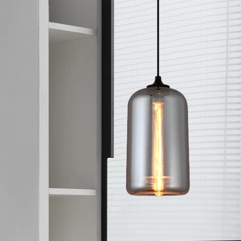 Smoke Gray Mini Pendant Light - Modern Glass Ceiling Fixture For Bars And Cafes With 1 Head