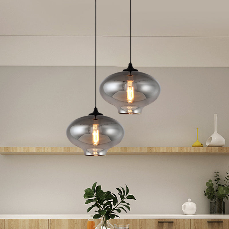 Smoke Gray Glass Mini Pendant Light - Modern Ceiling Hanging For Bar & Cafe
