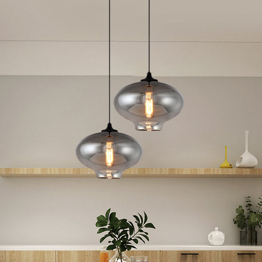 Smoke Gray Glass Mini Pendant Light - Modern Ceiling Hanging For Bar & Cafe