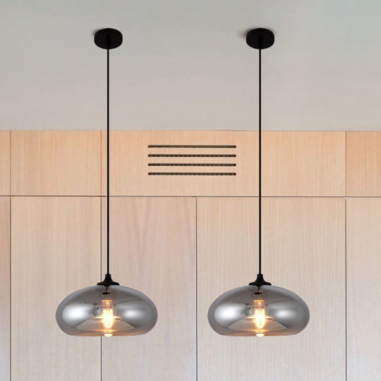Smoke Gray Glass Mini Pendant Light - Modern Ceiling Hanging For Bar & Cafe