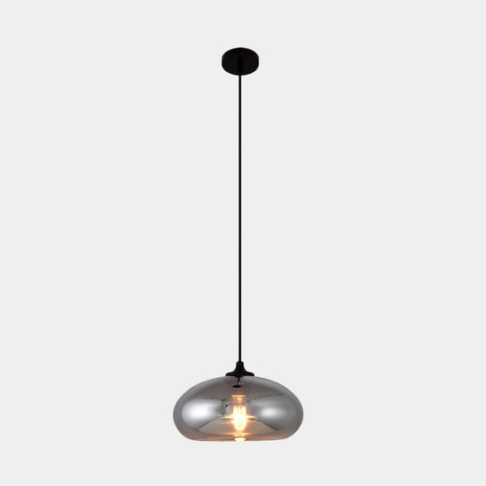 Smoke Gray Mini Pendant Light - Modern Glass Ceiling Fixture For Bars And Cafes With 1 Head