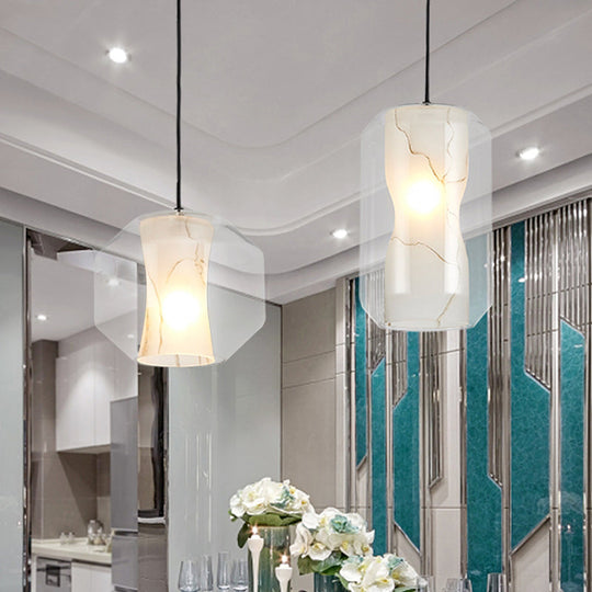 Modern Black Cylinder Pendant With 1-Light Clear Glass - 8/10 Wide