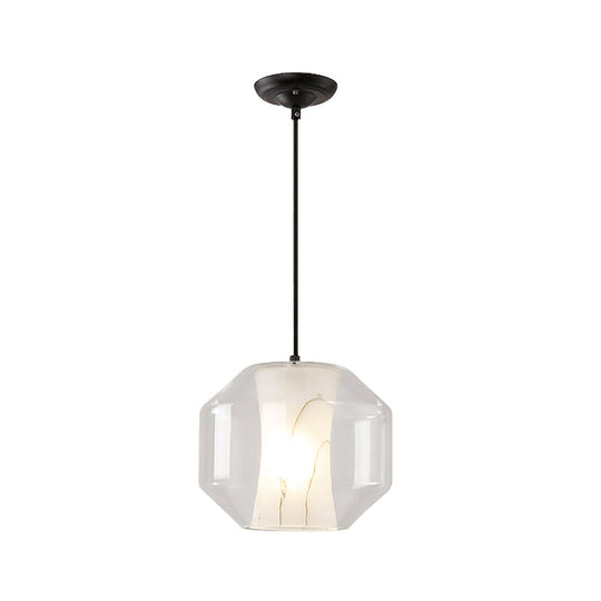 Modern Clear Glass Pendant Light-Black 1-Light 8’/10’ Wide Cylinder/Drum