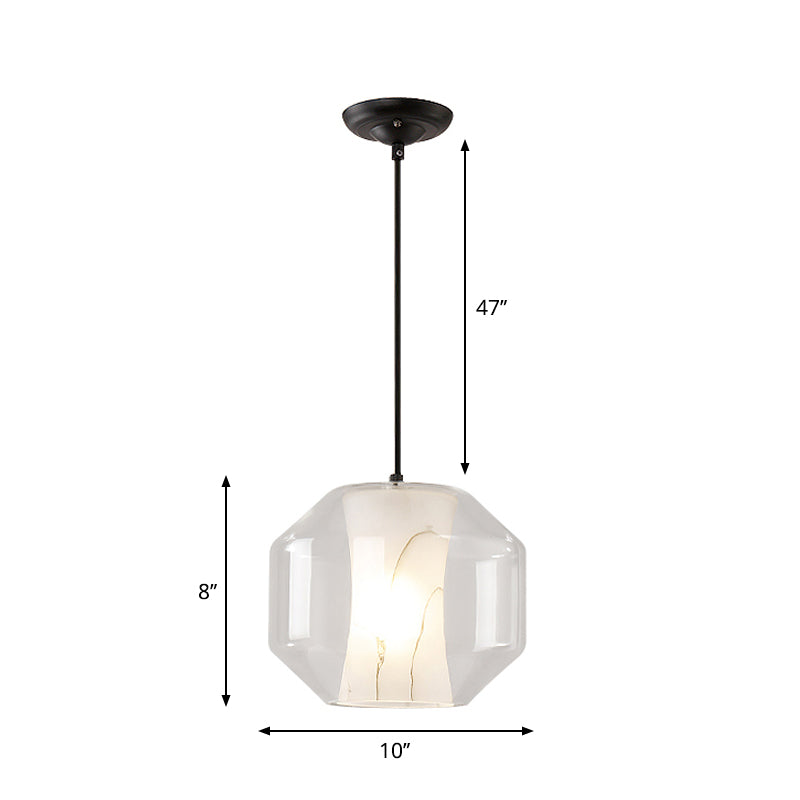 Modern Clear Glass Pendant Light-Black 1-Light 8’/10’ Wide Cylinder/Drum