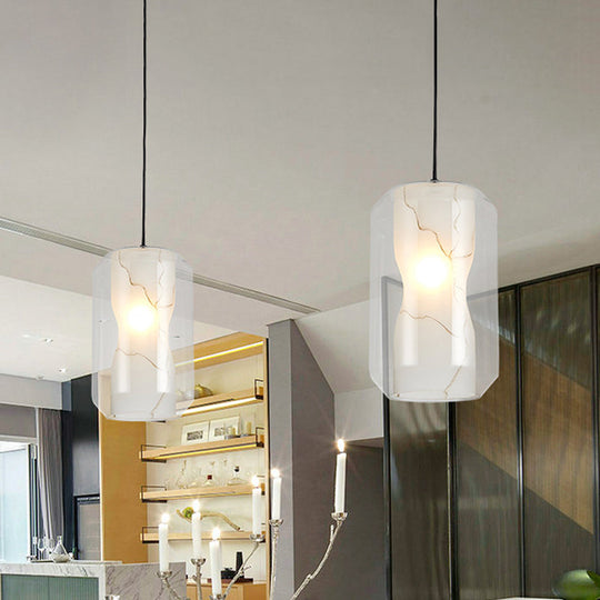 Modern Black Cylinder Pendant With 1-Light Clear Glass - 8/10 Wide
