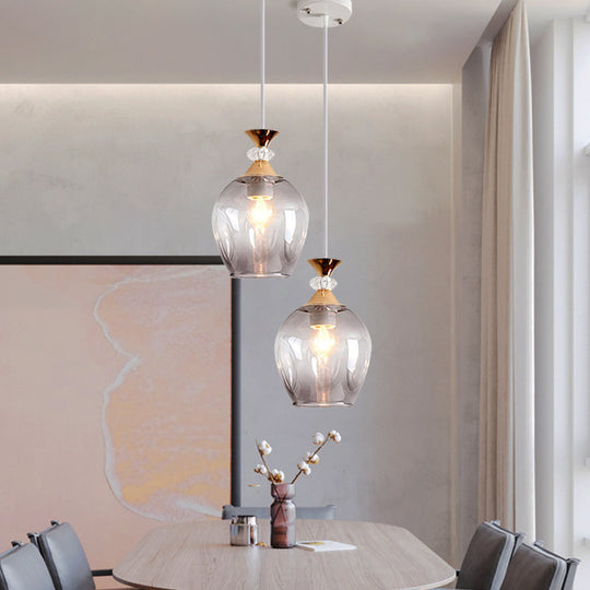 Modern Cup-Shaped Glass Pendant Light With Multi-Colored Dimples