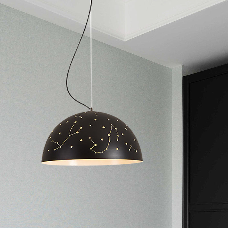 Minimalist Metal Hanging Ceiling Light With 1 Semisphere Pendant In Blue/Green/Yellow