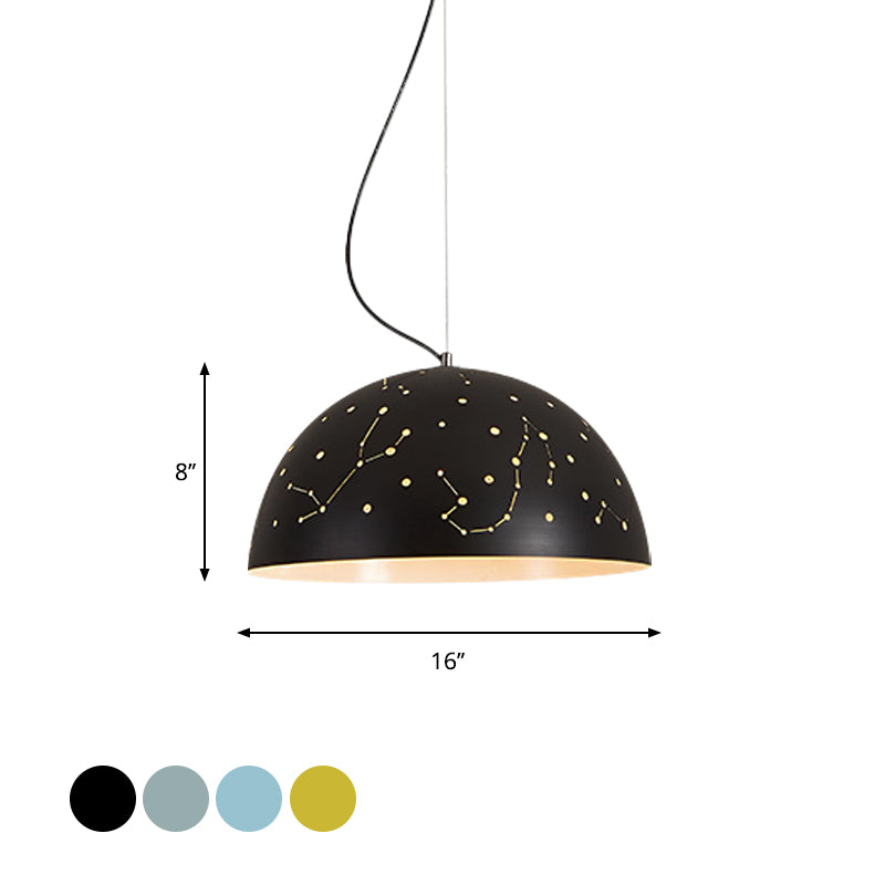 Minimalist Metal Hanging Ceiling Light - 1-Light Semisphere Pendant Lamp Blue/Green/Yellow