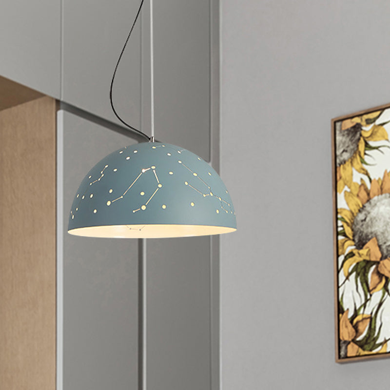 Minimalist Metal Hanging Ceiling Light - 1-Light Semisphere Pendant Lamp Blue/Green/Yellow Green