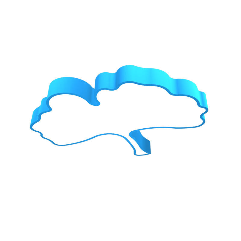 Ginkgo Leaf Led Ceiling Light In Macaron Metal Red/Yellow/Blue - Nursery Flush Mount 23.5/31.5 W