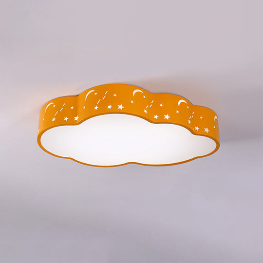 Hollowed-Out Cloud Led Flush Light: Macaron Acrylic Red/Yellow/Blue 20.5/24.5 Width