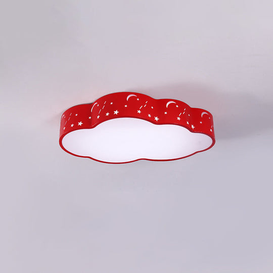 Hollowed-Out Cloud Led Flush Light: Macaron Acrylic Red/Yellow/Blue 20.5’/24.5’ Width