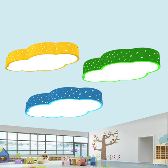 Kindergarten Led Flushmount Ceiling Light - 18’/20.5’ W Cloud Acrylic Shade White/Yellow/Blue