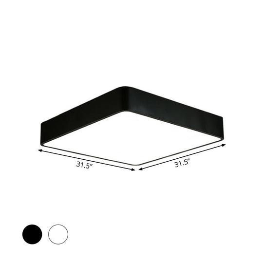 Nordic Square Flush Mount Lamp: Acrylic Led Ceiling Light For Office (Black/White