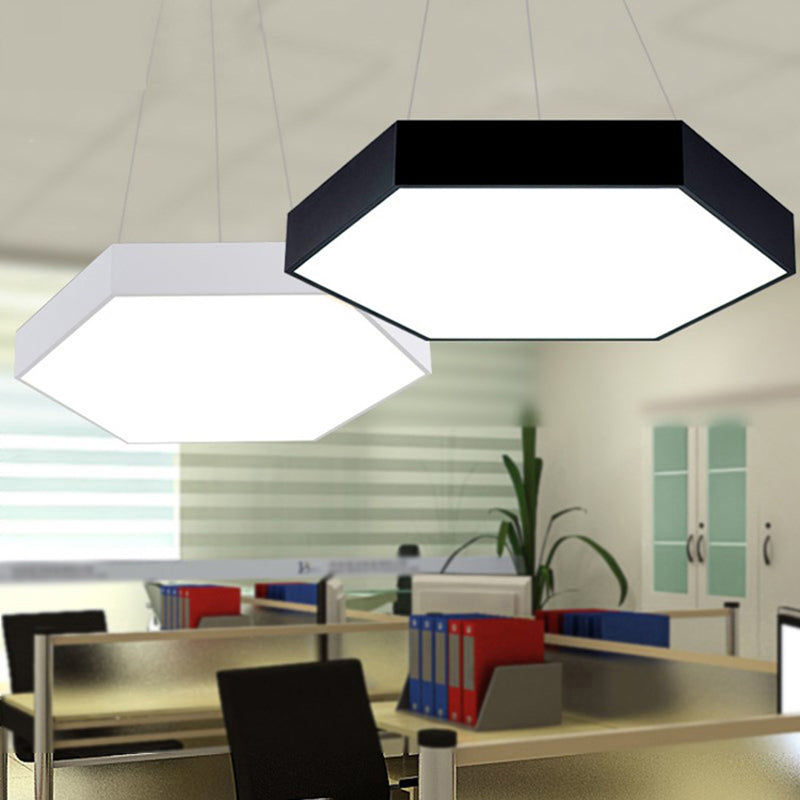 Modern Metallic Led Pendant Light With Honeycomb Design Black/White Acrylic Diffuser -