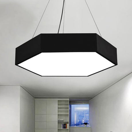Metallic Honeycomb Led Pendant Light - Black/White Hanging Lamp Kit With Acrylic Diffuser