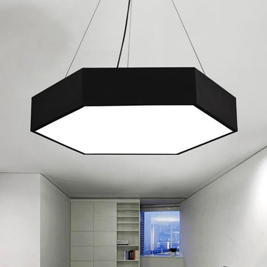 Metallic Honeycomb Led Pendant Light - Black/White Hanging Lamp Kit With Acrylic Diffuser