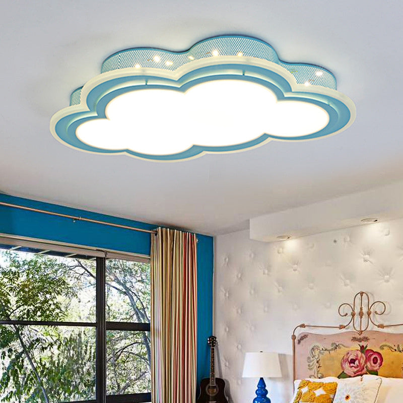 Blue Led Hollow Cloud Ceiling Lamp For Contemporary Kids Bedroom