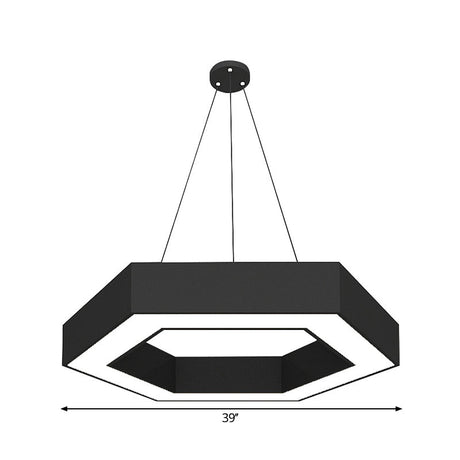 Modern Black Led Pendant Light - Hexagonal Acrylic Fixture 18/31.5/47 Wide