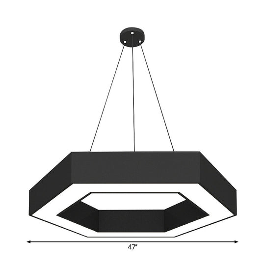 Modern Black Led Pendant Light - Hexagonal Acrylic Fixture 18/31.5/47 Wide