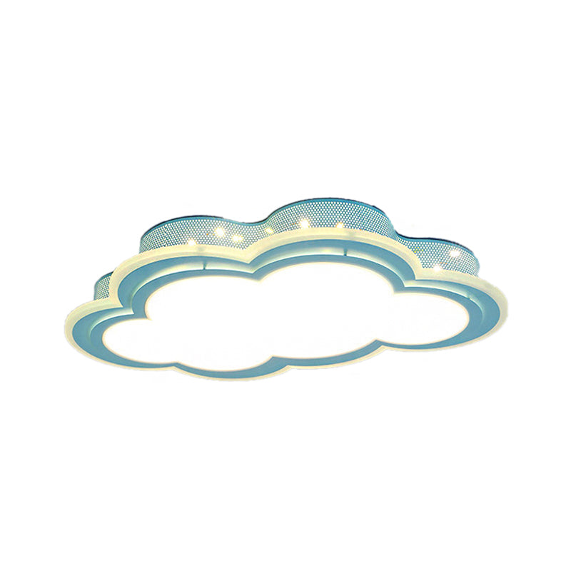 Blue Led Hollow Cloud Ceiling Lamp For Contemporary Kids Bedroom