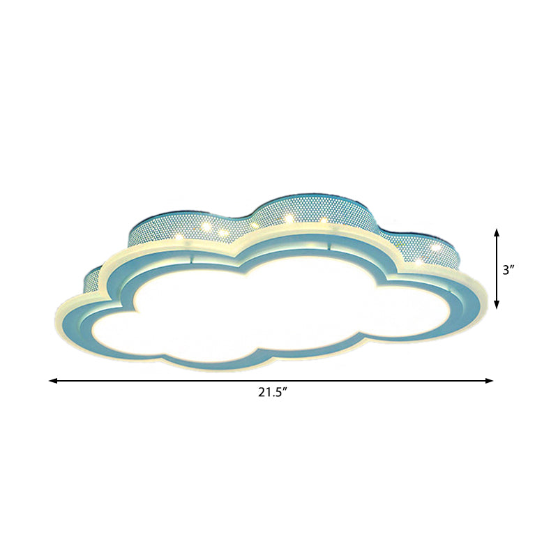 Blue Led Hollow Cloud Ceiling Lamp For Contemporary Kid’s Bedroom