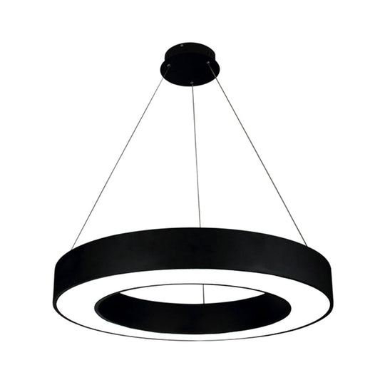 Modern Led Ceiling Lamp With Halo Ring Pendant Lighting In Black/White Acrylic Shade