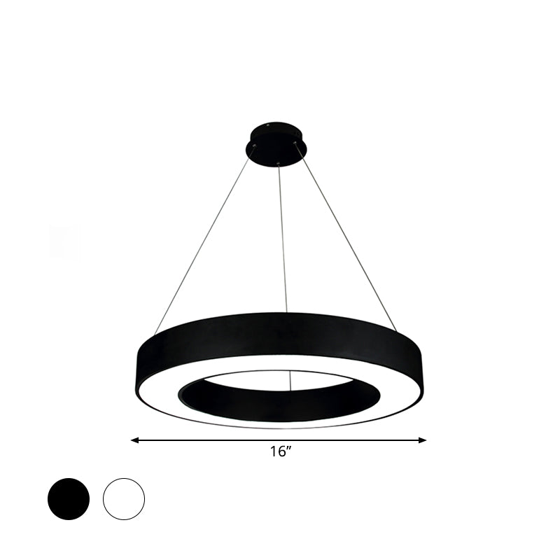 Modern Led Ceiling Lamp With Halo Ring Pendant Lighting In Black/White Acrylic Shade