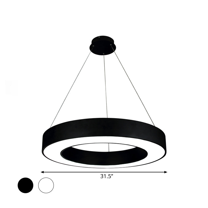 Modern Led Ceiling Lamp With Halo Ring Pendant Lighting In Black/White Acrylic Shade