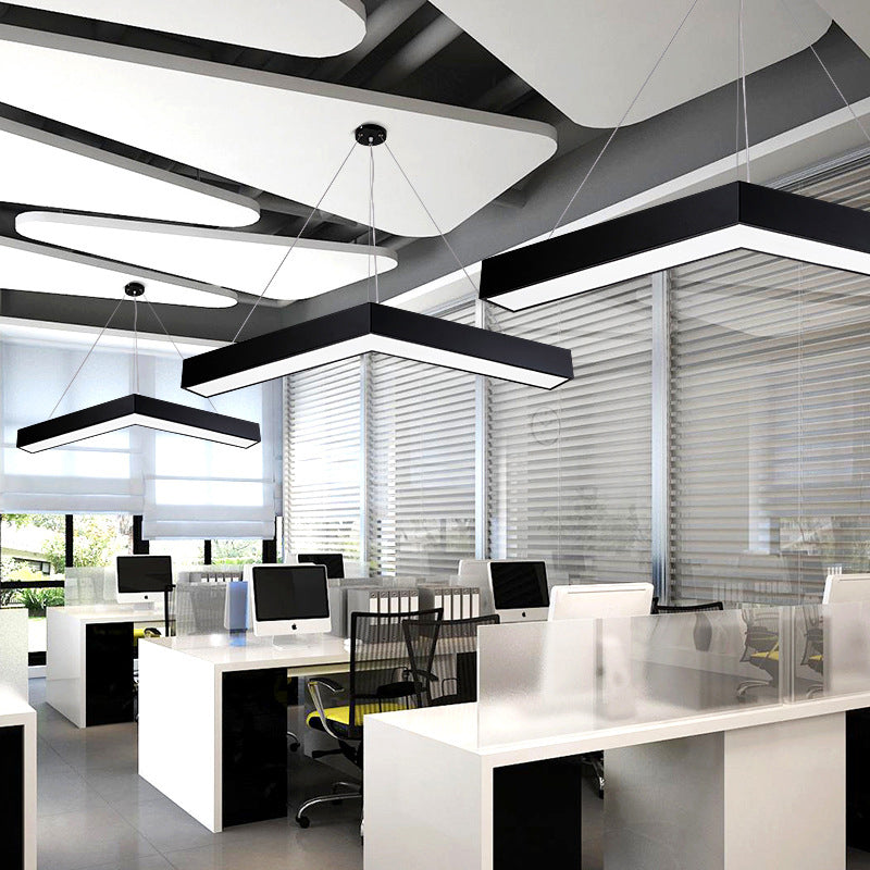 Modern V-Shaped Commercial Pendant Led Hanging Lamp Minimalistic Metal Black/White