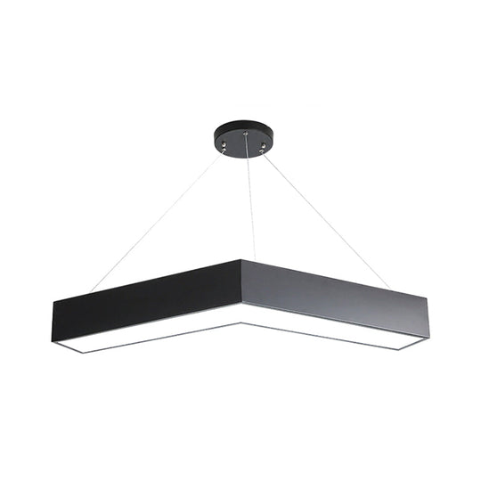 Modern V-Shaped Commercial Pendant Led Hanging Lamp Minimalistic Metal Black/White