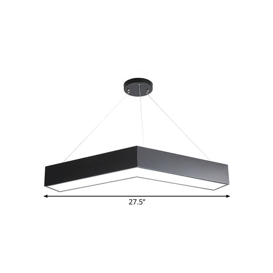Modern V-Shaped Commercial Pendant Led Hanging Lamp Minimalistic Metal Black/White