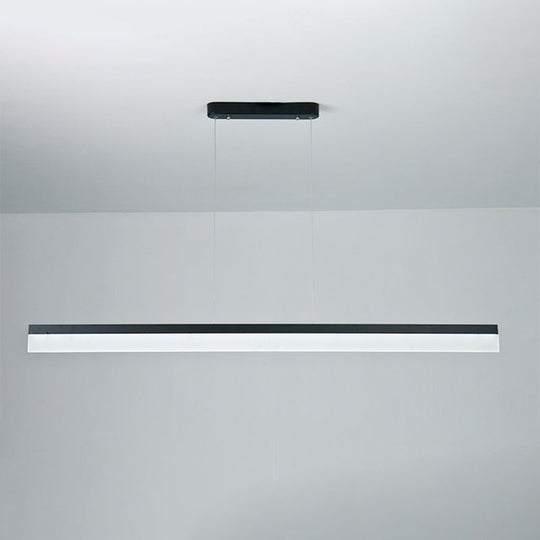 Simple Black Ultrathin Linear Ceiling Lamp With Wide Led Acrylic Pendant - Ideal For Office