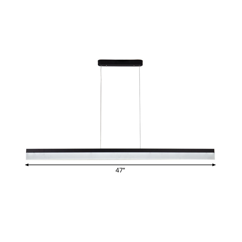 Simple Black Ultrathin Linear Ceiling Lamp With Wide Led Acrylic Pendant - Ideal For Office