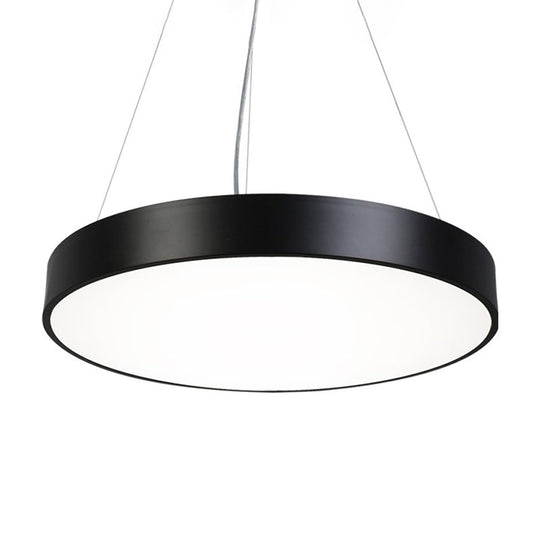Nordic Iron Black Round Plate Hanging Lamp Kit With Led Pendant Light In Warm/White