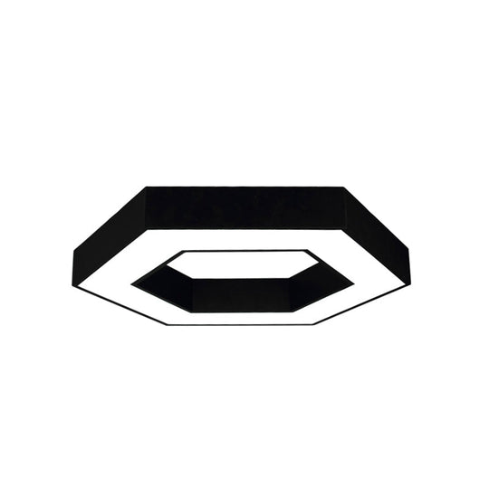 Contemporary Hexagon Led Ceiling Light In Black/White - 16’/19.5’/31.5’ W Black / 16’