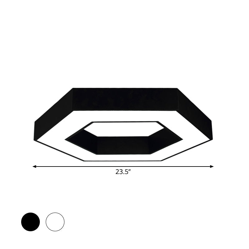 Contemporary Hexagon Led Ceiling Light In Black/White - 16’/19.5’/31.5’ W