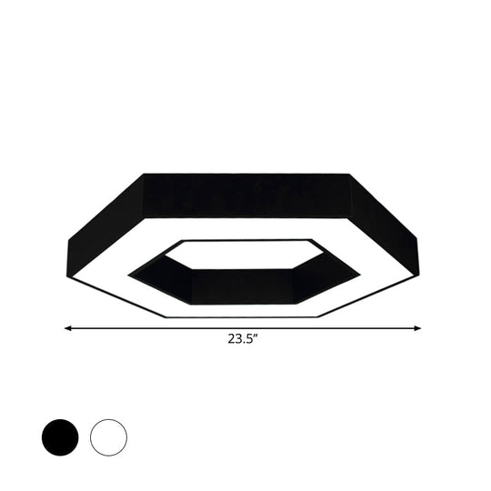 Contemporary Hexagon Led Ceiling Light In Black/White - 16’/19.5’/31.5’ W