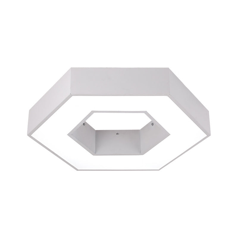 Contemporary Hexagon Led Ceiling Light In Black/White - 16’/19.5’/31.5’ W White / 16’