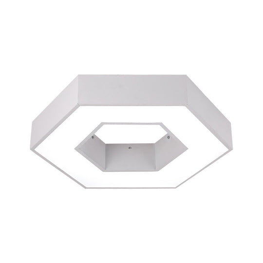 Contemporary Hexagon Led Ceiling Light In Black/White - 16’/19.5’/31.5’ W White / 16’