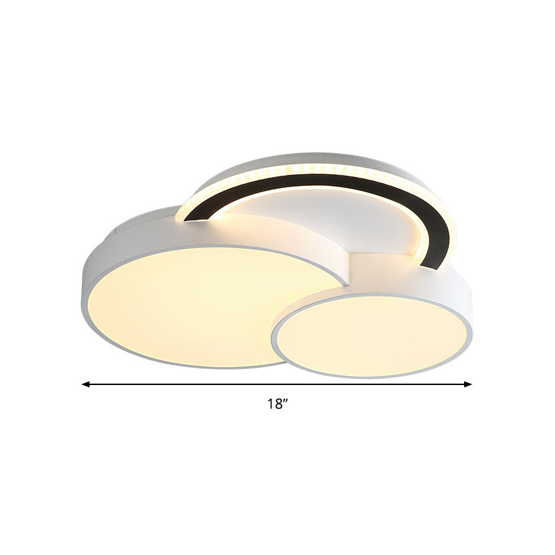 Modern Half-Circle Flush Mount Led Ceiling Lamp - Foyer Round White Acrylic