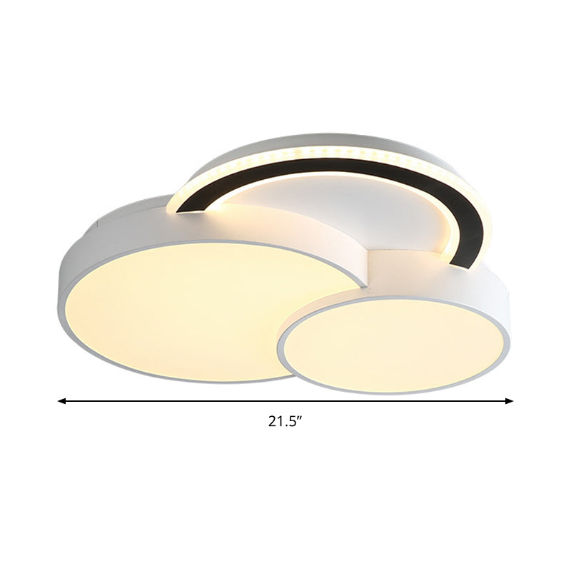 Modern Half-Circle Flush Mount Led Ceiling Lamp - Foyer Round White Acrylic