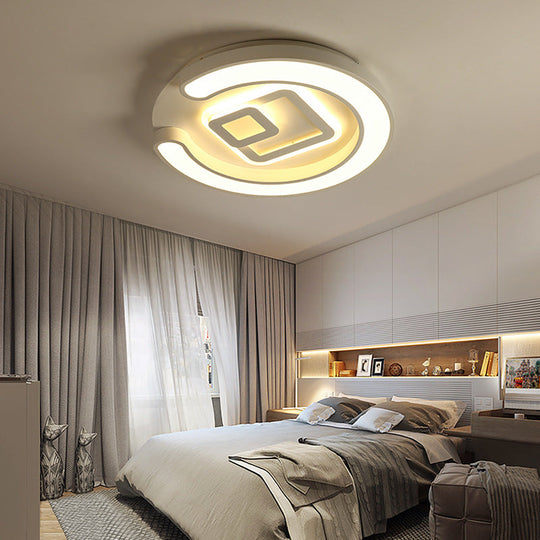 Modern White Led Ceiling Lamp For Bedroom Study Room With Acrylic Round Fixture