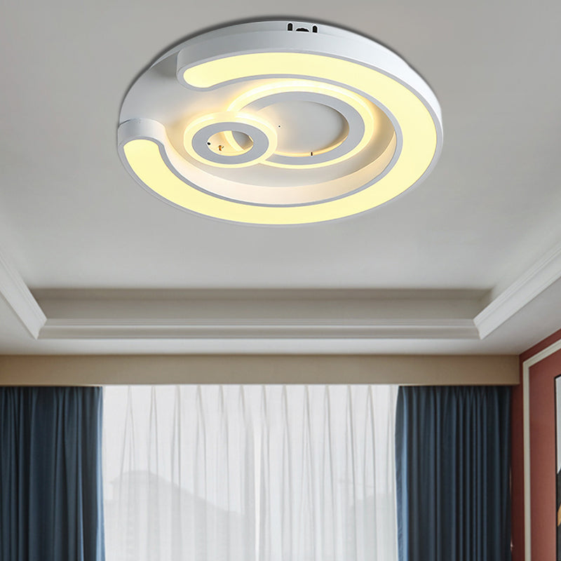 Modern White Led Ceiling Lamp For Bedroom Study Room With Acrylic Round Fixture / B
