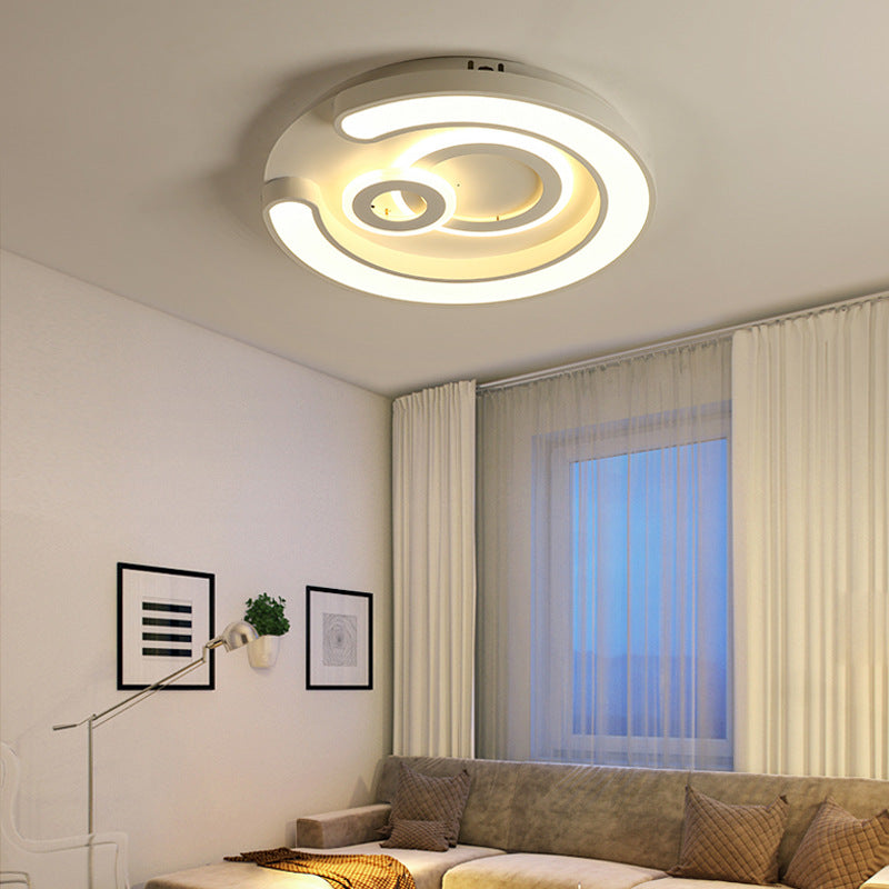 Modern White Led Ceiling Lamp For Bedroom Study Room With Acrylic Round Fixture