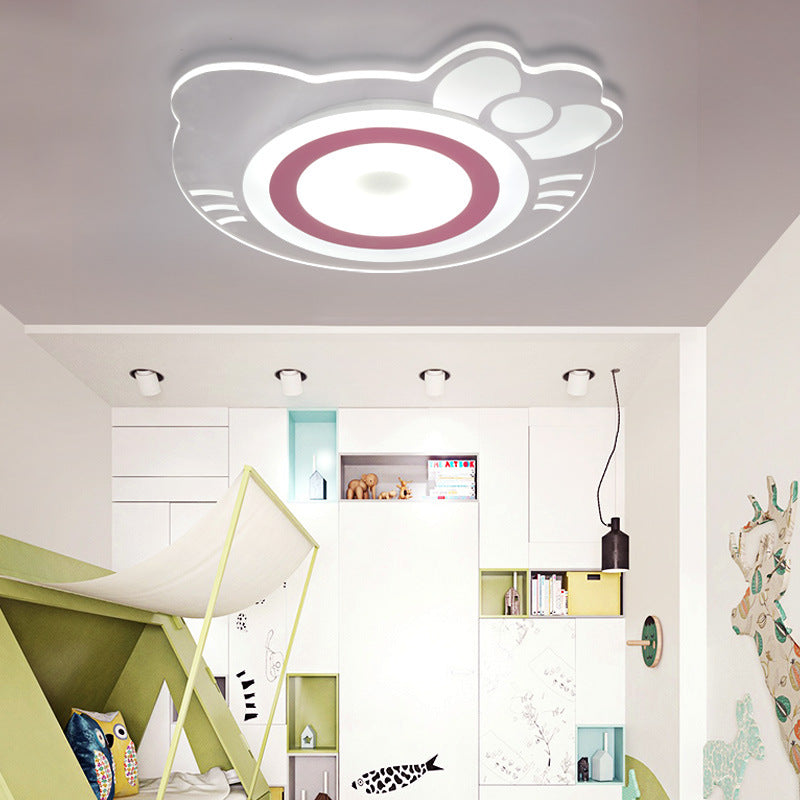 Girl Bedroom Kitten Led Ceiling Light In White And Pink - Adorable Stylish